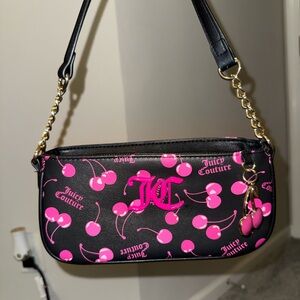 Juicy Couture Black and Pink Cherry Shoulder Bag